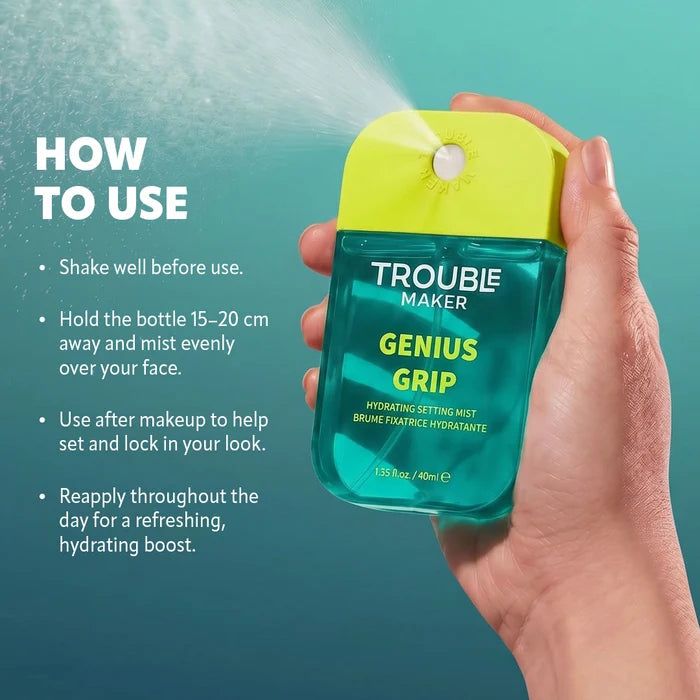 Trouble Maker Genius Grip Hydrating Setting Mist 4pc Set + 1 Full Size Product Worth 25% Value Free