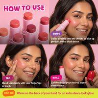 Trouble Maker Jinkie Stick Cream Blush Too Much Baby Pink 4pc Set + 1 Full Size Product Worth 25% Value Free