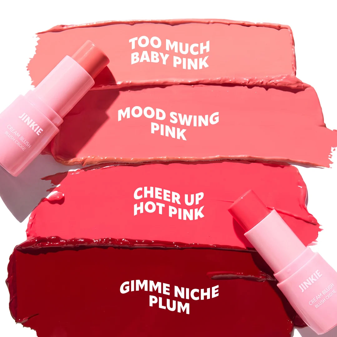 Trouble Maker Jinkie Stick Cream Blush Mood Swing Pink 4pc Set + 1 Full Size Product Worth 25% Value Free
