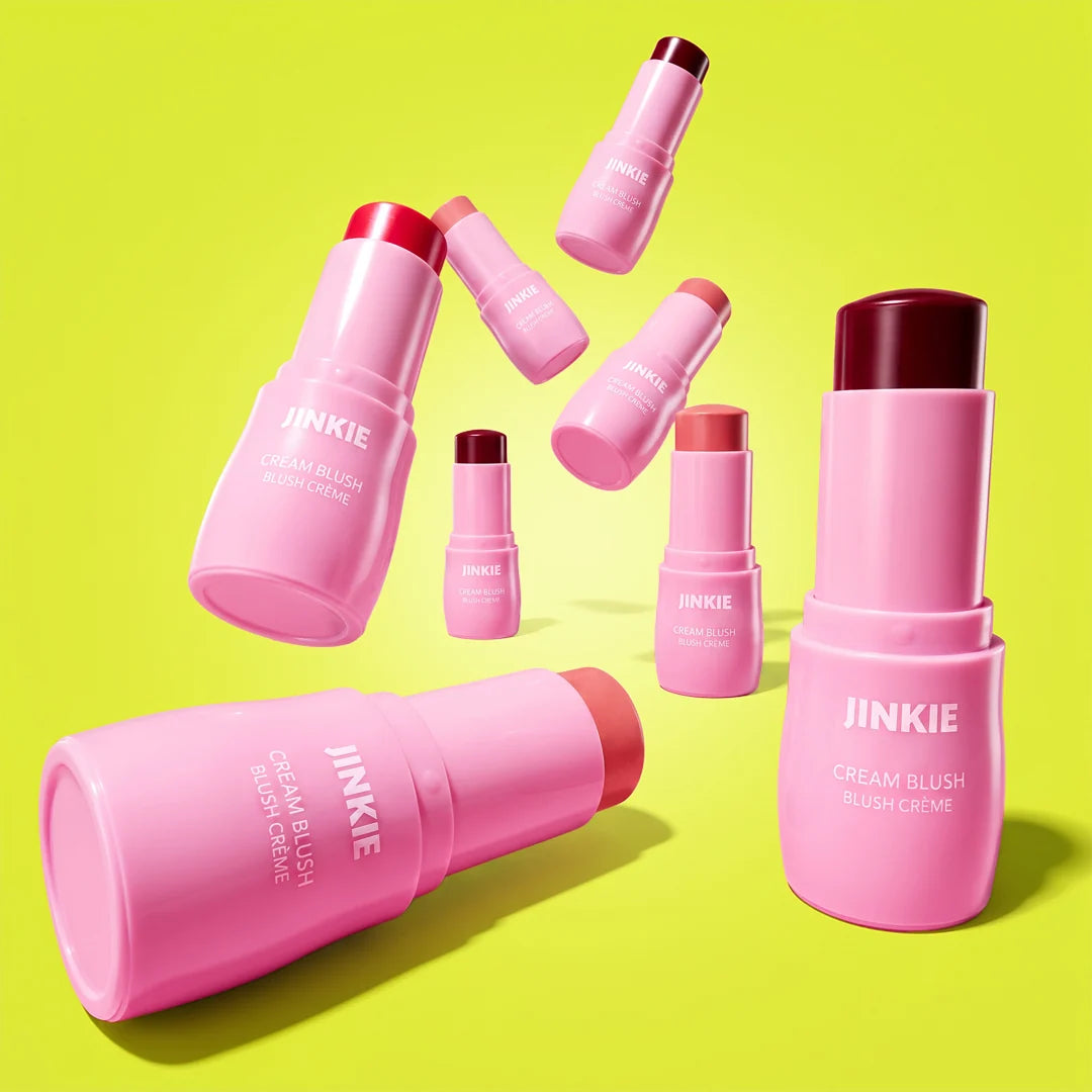 Trouble Maker Jinkie Stick Cream Blush Cheer Up Hot Pink 4pc Set + 1 Full Size Product Worth 25% Value Free