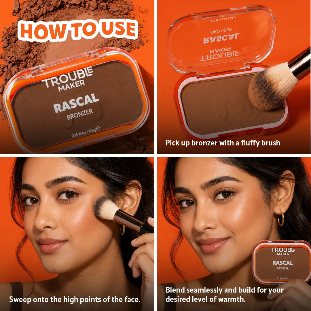 Trouble Maker Rascal Powder Bronzer Outlaw 4pc Set + 1 Full Size Product Worth 25% Value Free