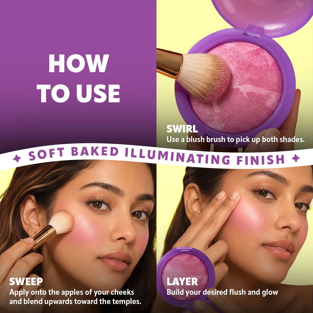 Trouble Maker Cheekie Bake Blush Prep Time Red 4pc Set + 1 Full Size Product Worth 25% Value Free