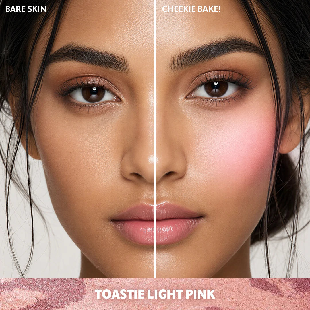 Trouble Maker Cheekie Bake Blush Toastie Light Pink 4pc Set + 1 Full Size Product Worth 25% Value Free