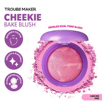 Trouble Maker Cheekie Bake Blush Cake Mix Pink 4pc Set + 1 Full Size Product Worth 25% Value Free