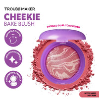 Trouble Maker Cheekie Bake Blush Betty Bakes Hot Pink 4pc Set + 1 Full Size Product Worth 25% Value Free
