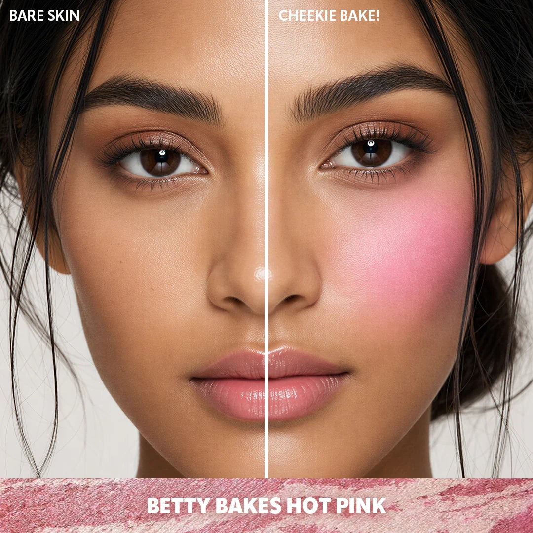 Trouble Maker Cheekie Bake Blush Betty Bakes Hot Pink 4pc Set + 1 Full Size Product Worth 25% Value Free