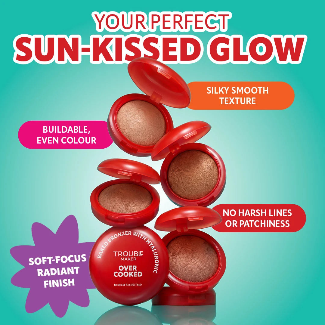 Trouble Maker Overcooked Baked Bronzer Cinnamon Twist Light 4pc Set + 1 Full Size Product Worth 25% Value Free