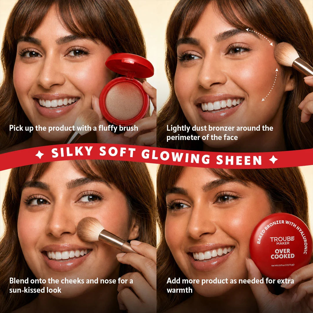 Trouble Maker Overcooked Baked Bronzer Ginger Snap Light-Medium 4pc Set + 1 Full Size Product Worth 25% Value Free