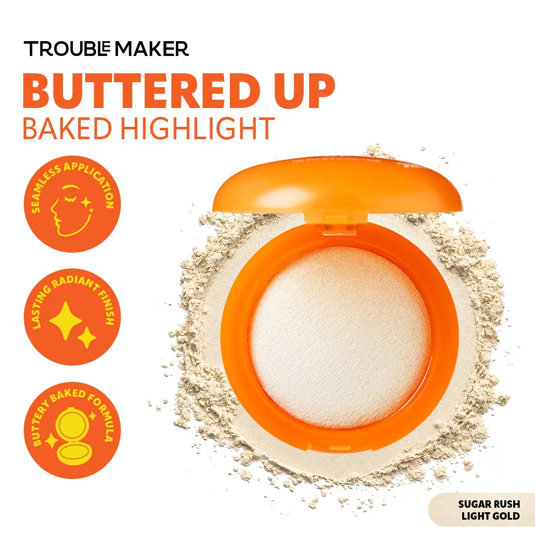 Trouble Maker Buttered Up Baked Highlight Sugar Rush Light Gold 4pc Set + 1 Full Size Product Worth 25% Value Free