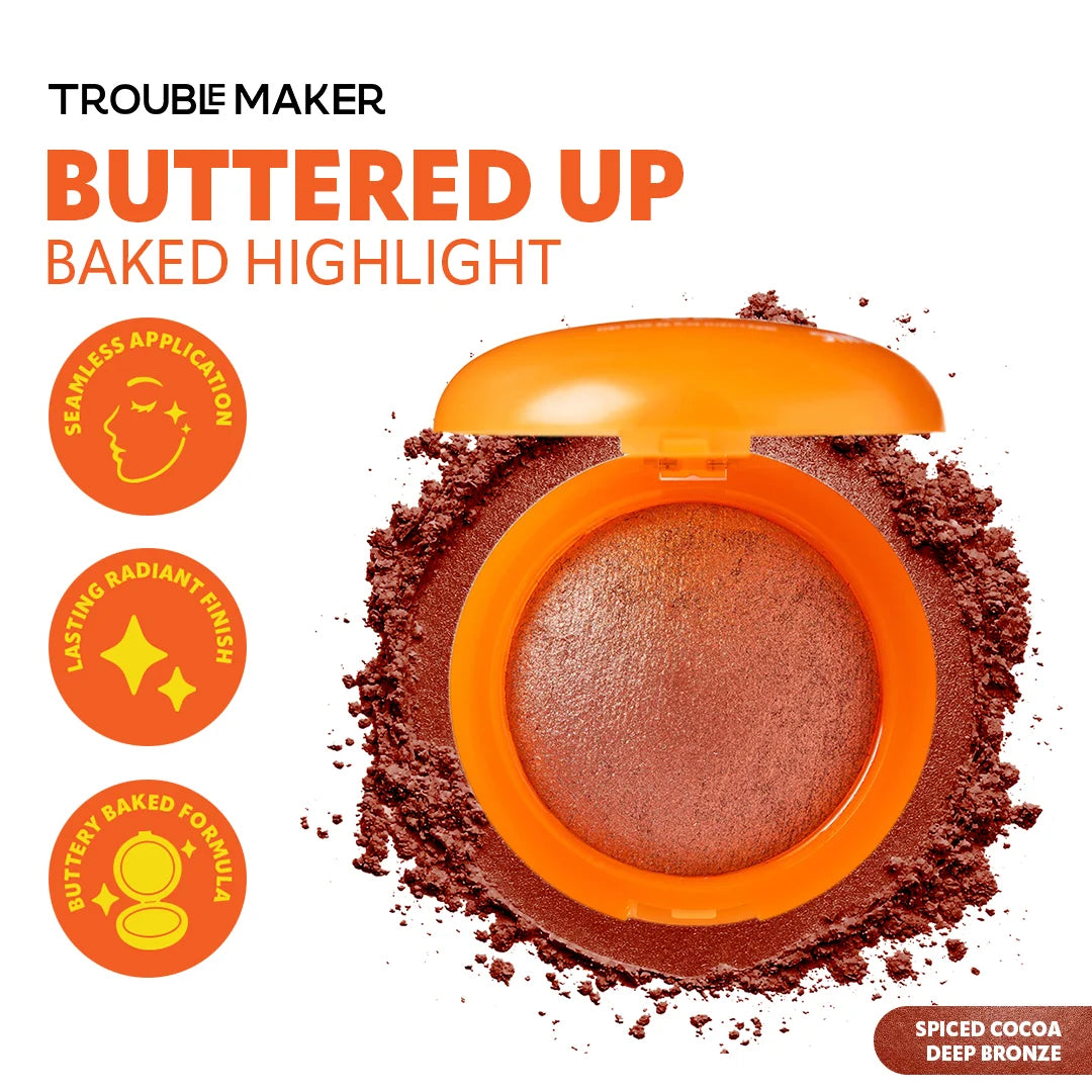 Trouble Maker Buttered Up Baked Highlight Spiced Cocoa Deep Bronze 4pc Set + 1 Full Size Product Worth 25% Value Free