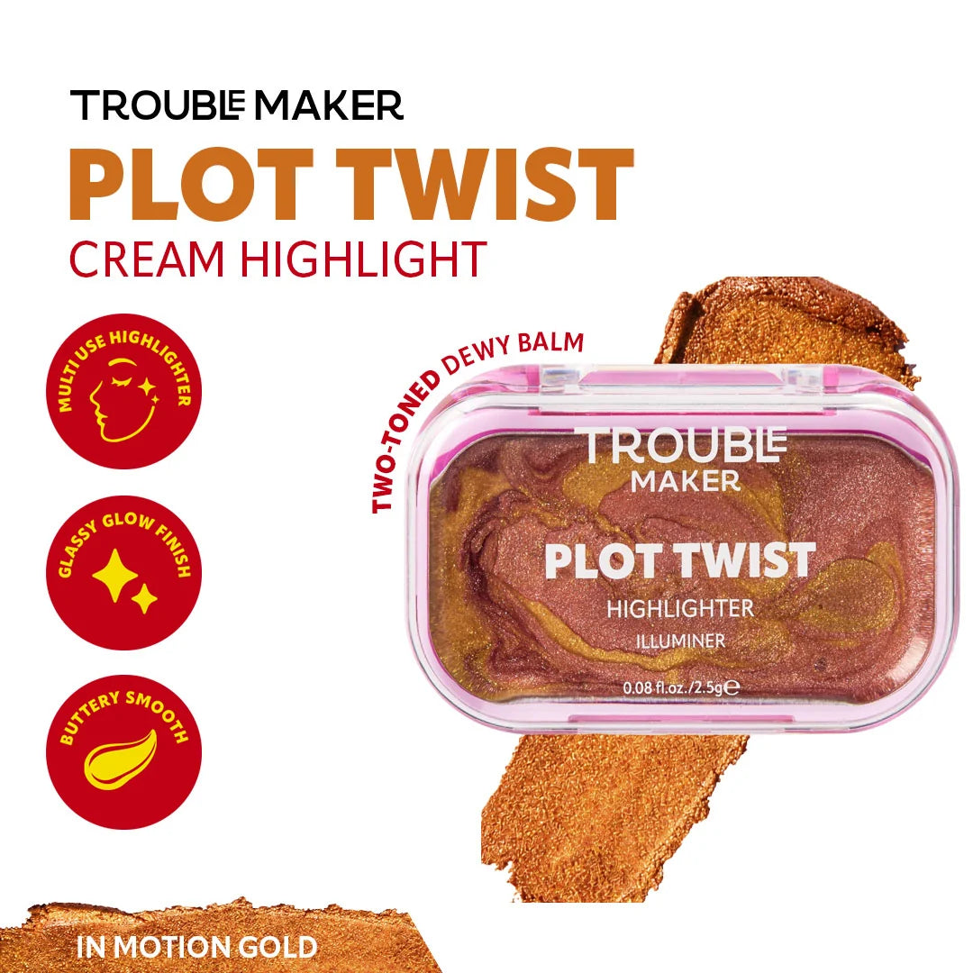 Trouble Maker Plot Twist Cream Highlight In Motion Gold 4pc Set + 1 Full Size Product Worth 25% Value Free