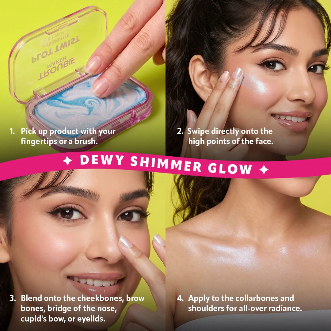Trouble Maker Plot Twist Cream Highlight In Motion Gold 4pc Set + 1 Full Size Product Worth 25% Value Free