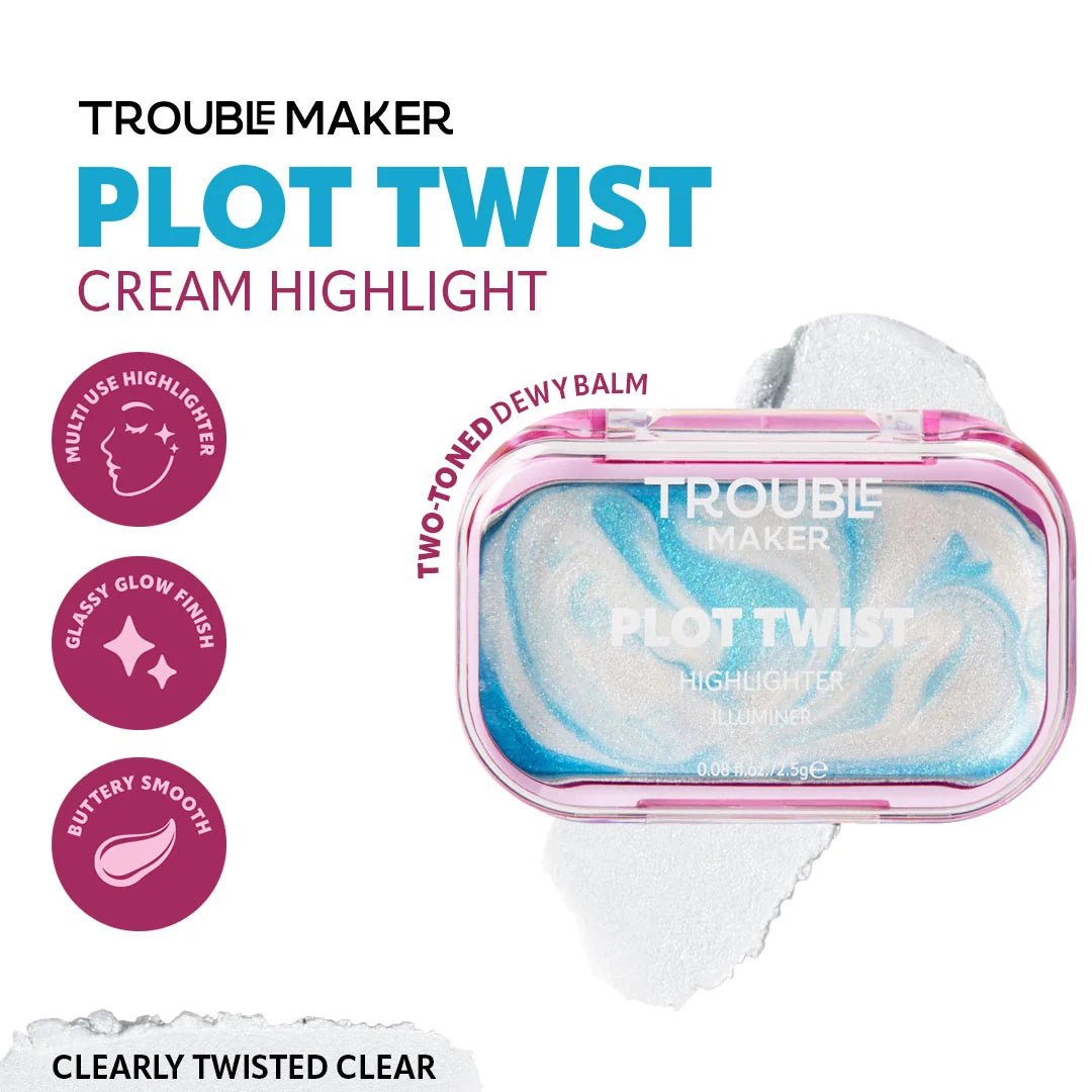 Trouble Maker Plot Twist Cream Highlight Clearly Twisted Clear 4pc Set + 1 Full Size Product Worth 25% Value Free