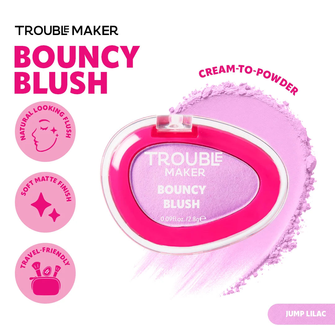 Trouble Maker Bouncy Blush Stain Jump Lilac 4pc Set + 1 Full Size Product Worth 25% Value Free