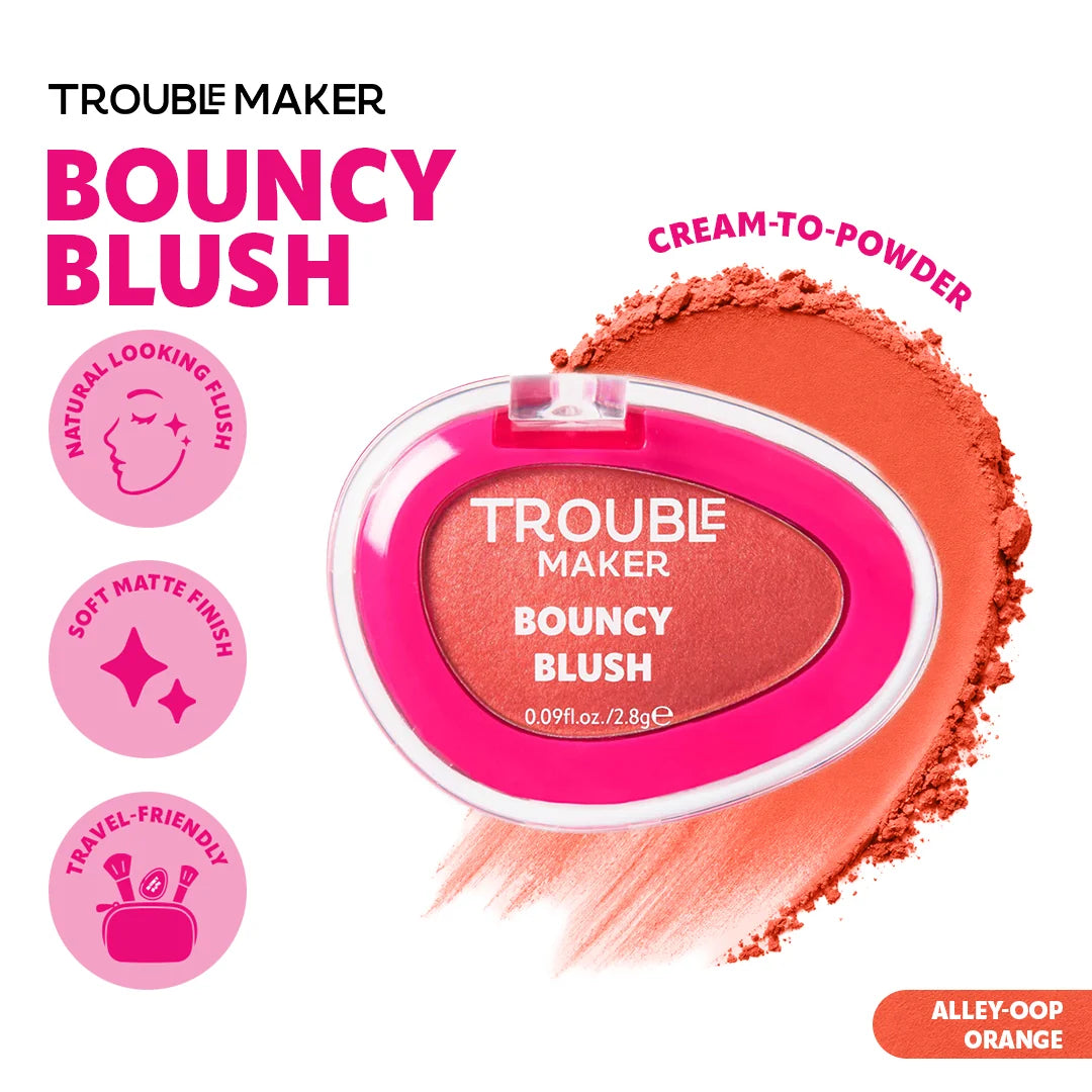 Trouble Maker Bouncy Blush Stain Alley-Oop Orange 4pc Set + 1 Full Size Product Worth 25% Value Free