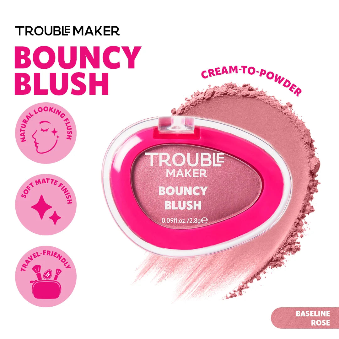 Trouble Maker Bouncy Blush Stain Baseline Rose 4pc Set + 1 Full Size Product Worth 25% Value Free