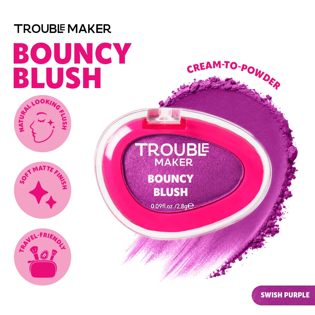 Trouble Maker Bouncy Blush Stain Swish Purple 4pc Set + 1 Full Size Product Worth 25% Value Free