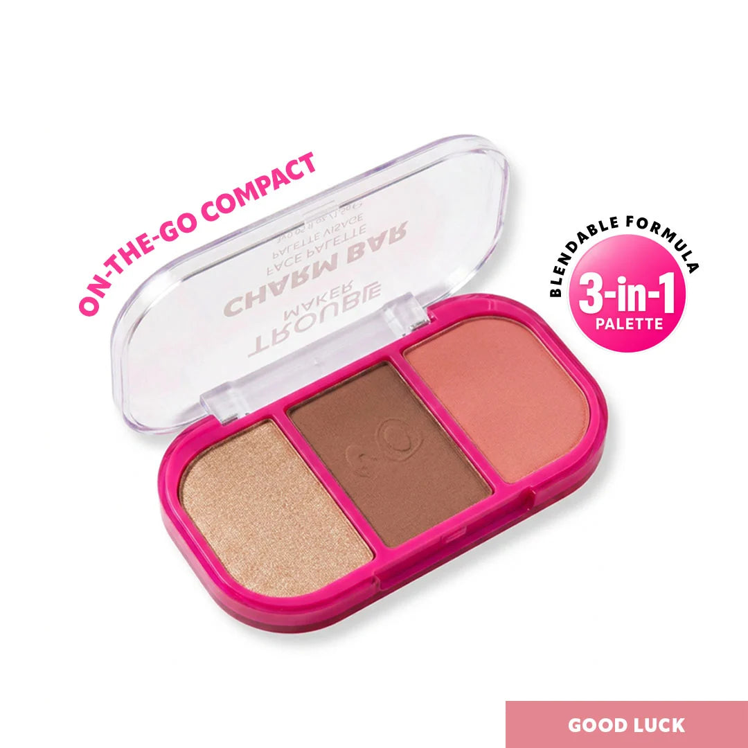 Trouble Maker Charm Bar Face Trio Palette Good Luck 4pc Set + 1 Full Size Product Worth 25% Value Free