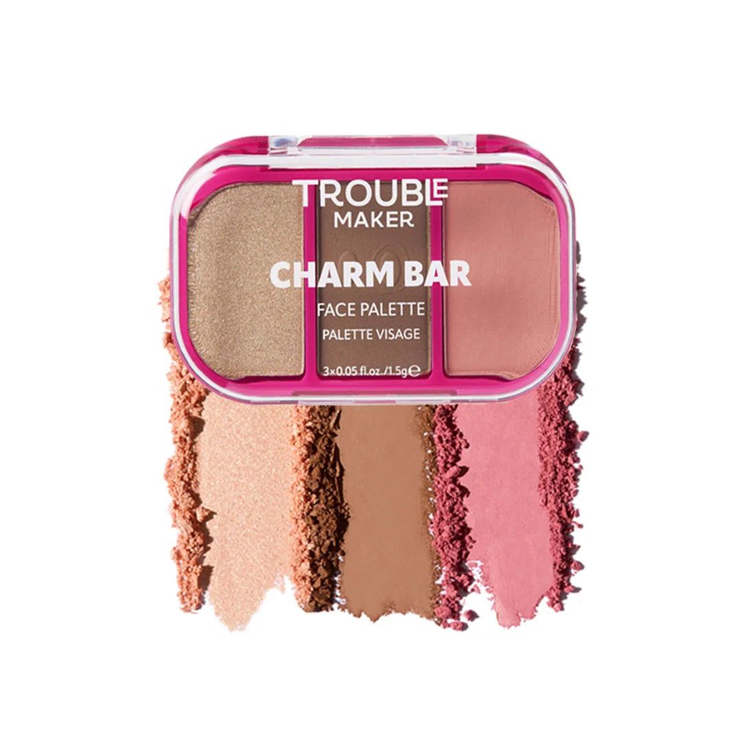 Trouble Maker Charm Bar Face Trio Palette Good Luck 4pc Set + 1 Full Size Product Worth 25% Value Free