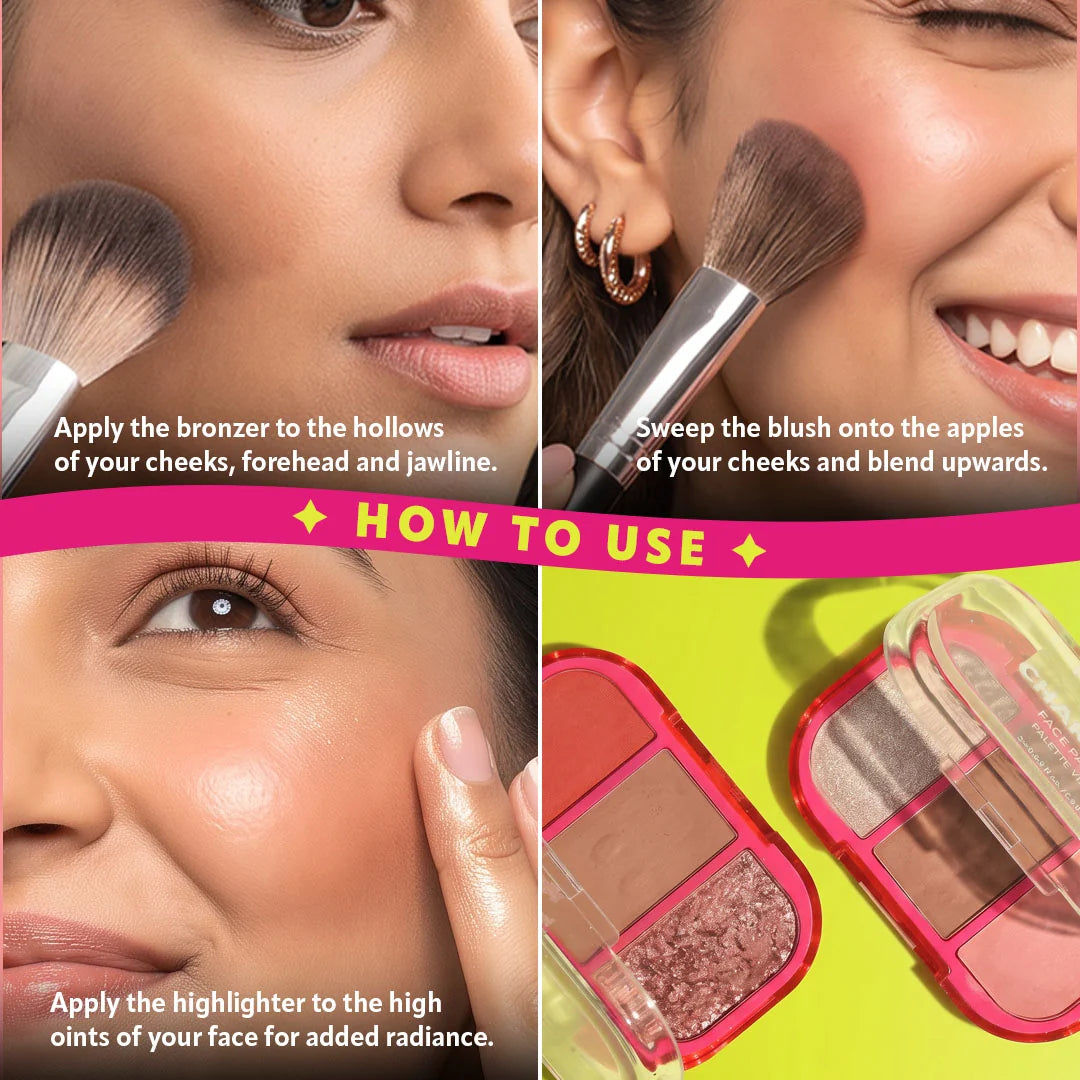 Trouble Maker Charm Bar Face Trio Palette Good Luck 4pc Set + 1 Full Size Product Worth 25% Value Free
