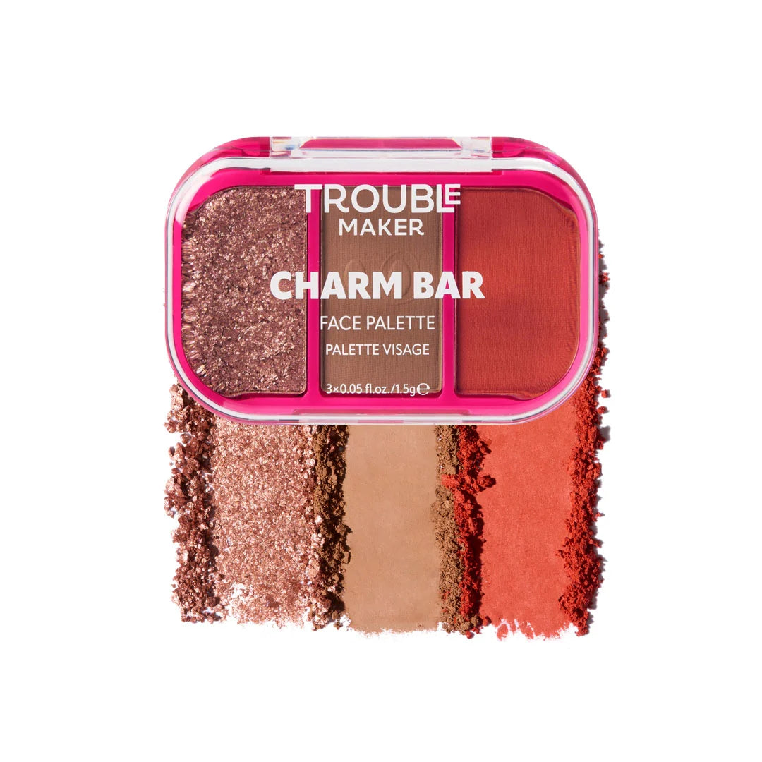 Trouble Maker Charm Bar Face Trio Palette Lucky Break 4pc Set + 1 Full Size Product Worth 25% Value Free