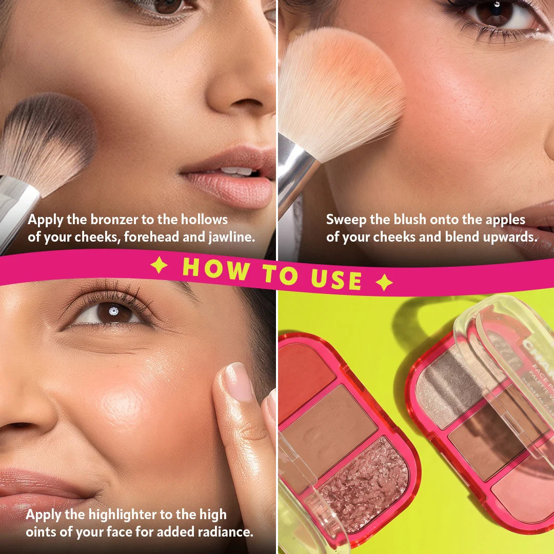 Trouble Maker Charm Bar Face Trio Palette Lucky Break 4pc Set + 1 Full Size Product Worth 25% Value Free