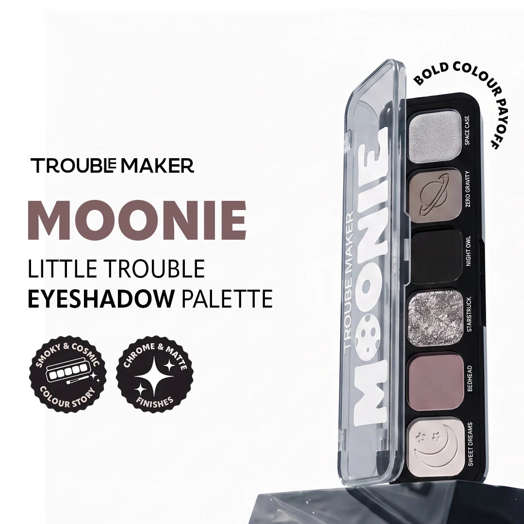 Trouble Maker Little Trouble Shadow Palette Moonie 4pc Set + 1 Full Size Product Worth 25% Value Free