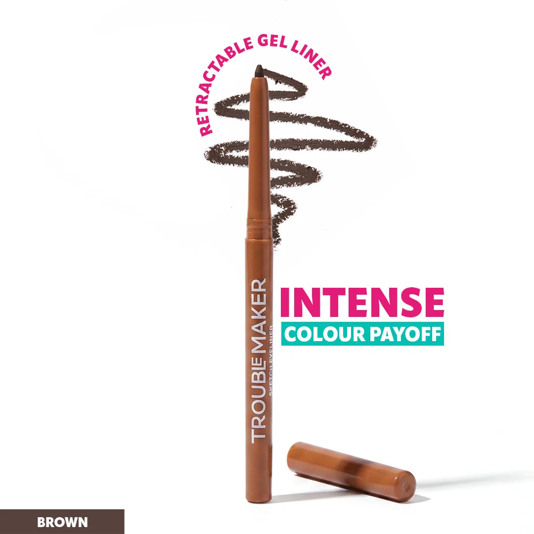 Trouble Maker Sketch Mechanical Gel Liner Brown 4pc Set + 1 Full Size Product Worth 25% Value Free