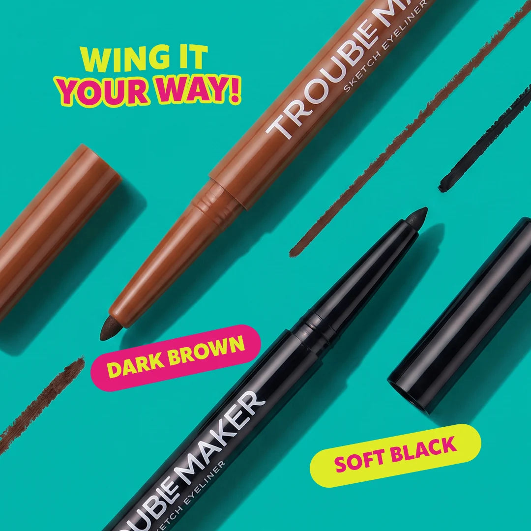Trouble Maker Sketch Mechanical Gel Liner Brown 4pc Set + 1 Full Size Product Worth 25% Value Free