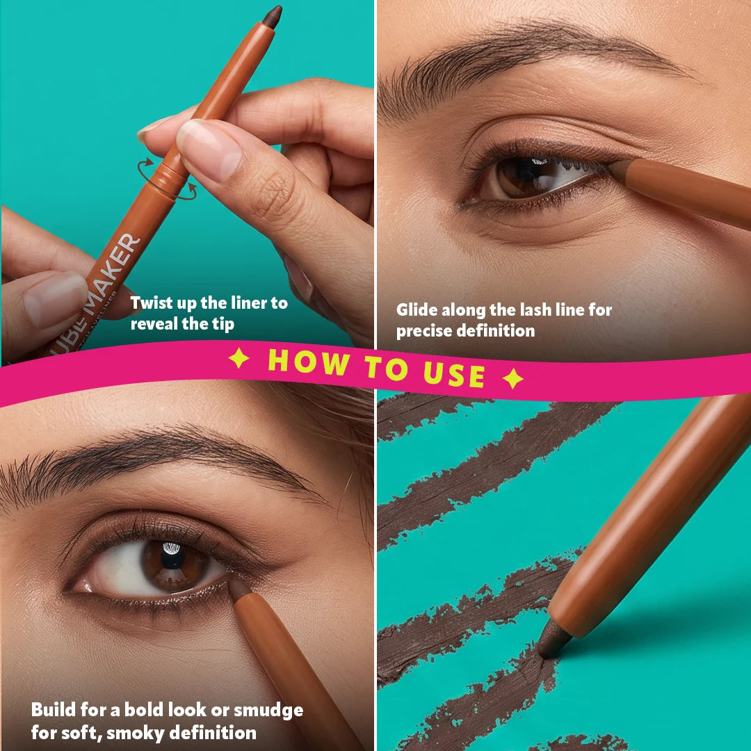 Trouble Maker Sketch Mechanical Gel Liner Brown 4pc Set + 1 Full Size Product Worth 25% Value Free
