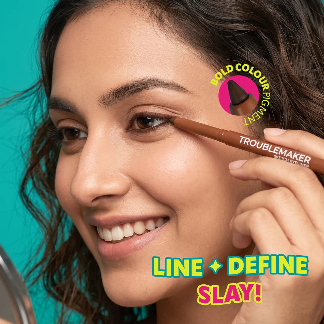 Trouble Maker Sketch Mechanical Gel Liner Brown 4pc Set + 1 Full Size Product Worth 25% Value Free