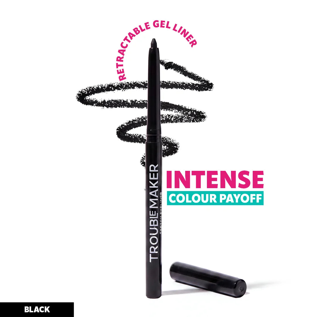 Trouble Maker Sketch Mechanical Gel Liner Black 4pc Set + 1 Full Size Product Worth 25% Value Free