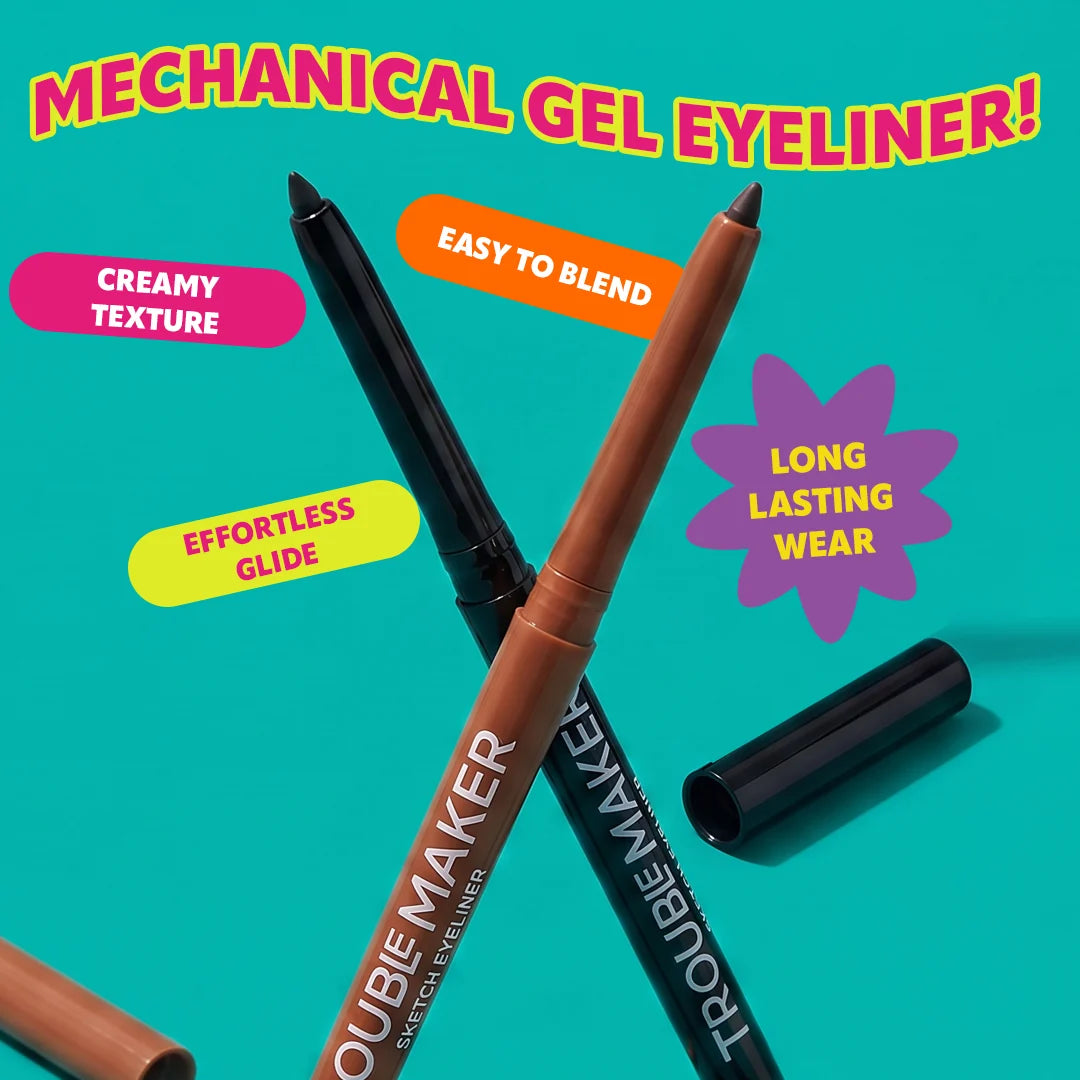 Trouble Maker Sketch Mechanical Gel Liner Black 4pc Set + 1 Full Size Product Worth 25% Value Free