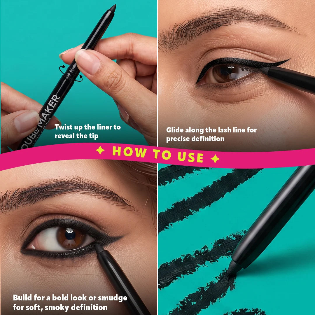 Trouble Maker Sketch Mechanical Gel Liner Black 4pc Set + 1 Full Size Product Worth 25% Value Free
