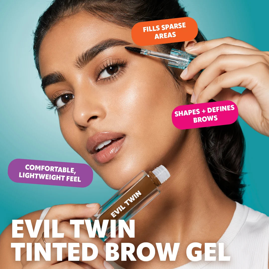 Trouble Maker Evil Twin Tinted Brow Gel Dark Brown 4pc Set + 1 Full Size Product Worth 25% Value Free
