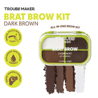 Trouble Maker Brat Brow Kit Dark Brown 4pc Set + 1 Full Size Product Worth 25% Value Free