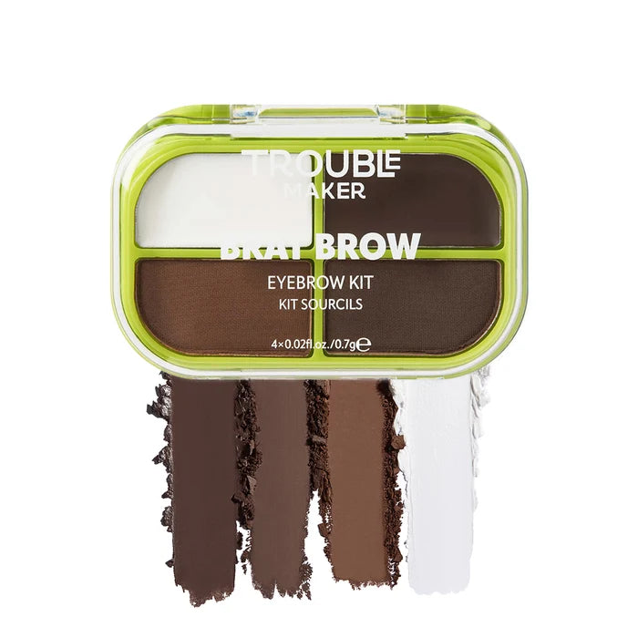 Trouble Maker Brat Brow Kit Dark Brown 4pc Set + 1 Full Size Product Worth 25% Value Free