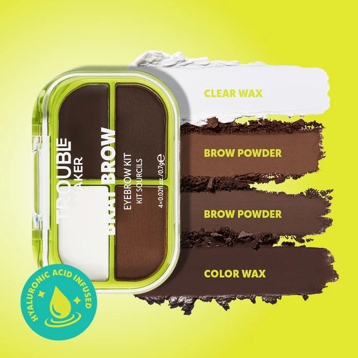 Trouble Maker Brat Brow Kit Dark Brown 4pc Set + 1 Full Size Product Worth 25% Value Free