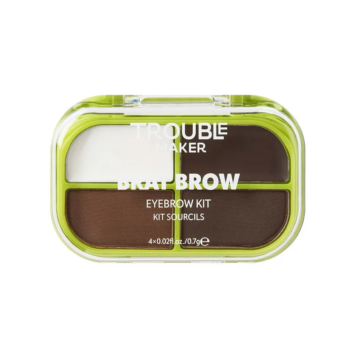 Trouble Maker Brat Brow Kit Dark Brown 4pc Set + 1 Full Size Product Worth 25% Value Free