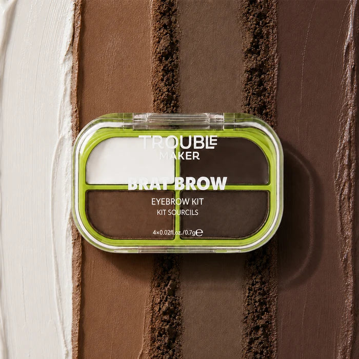 Trouble Maker Brat Brow Kit Dark Brown 4pc Set + 1 Full Size Product Worth 25% Value Free