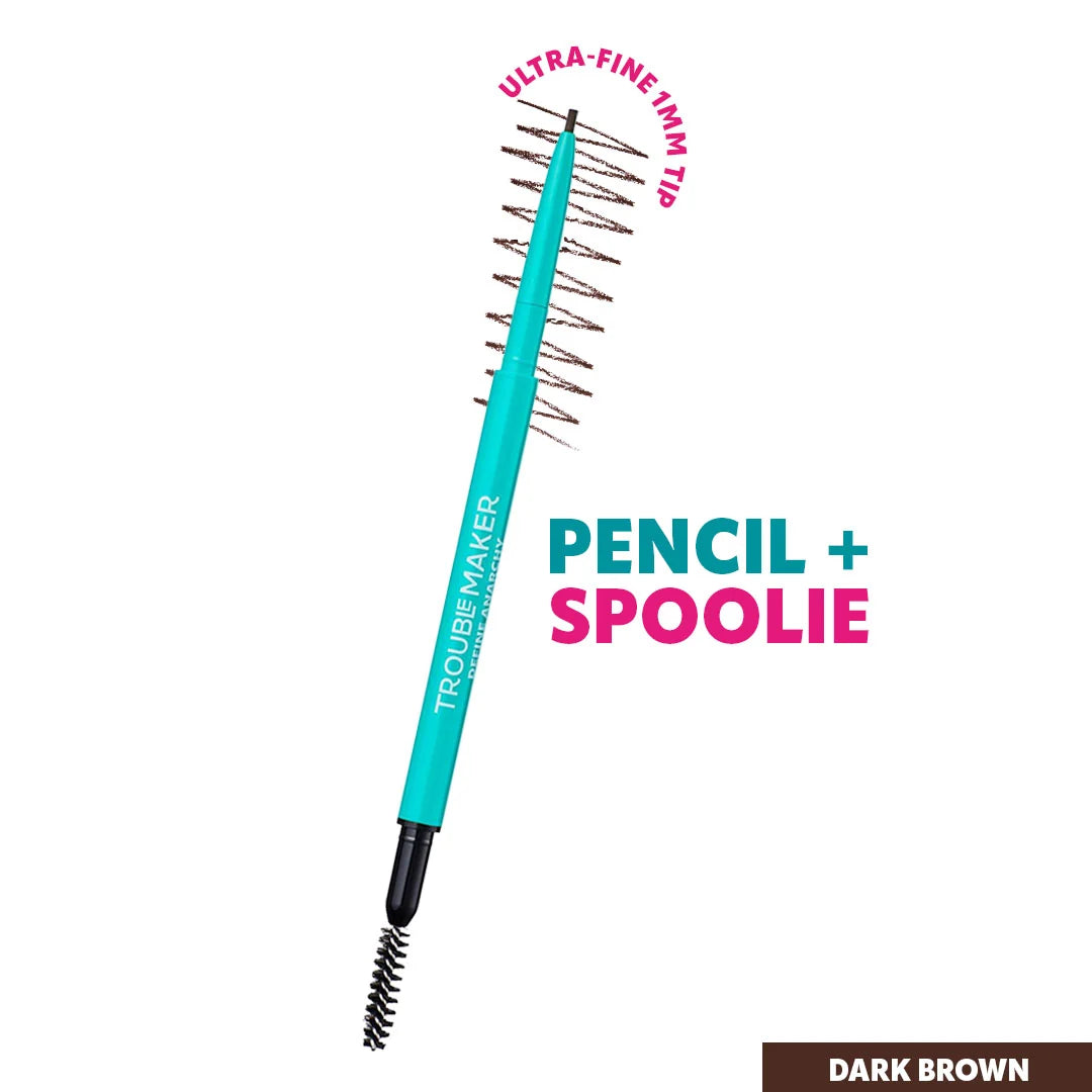Trouble Maker Define Anarchy Micro Brow Pencil Dark Brown 4pc Set + 1 Full Size Product Worth 25% Value Free