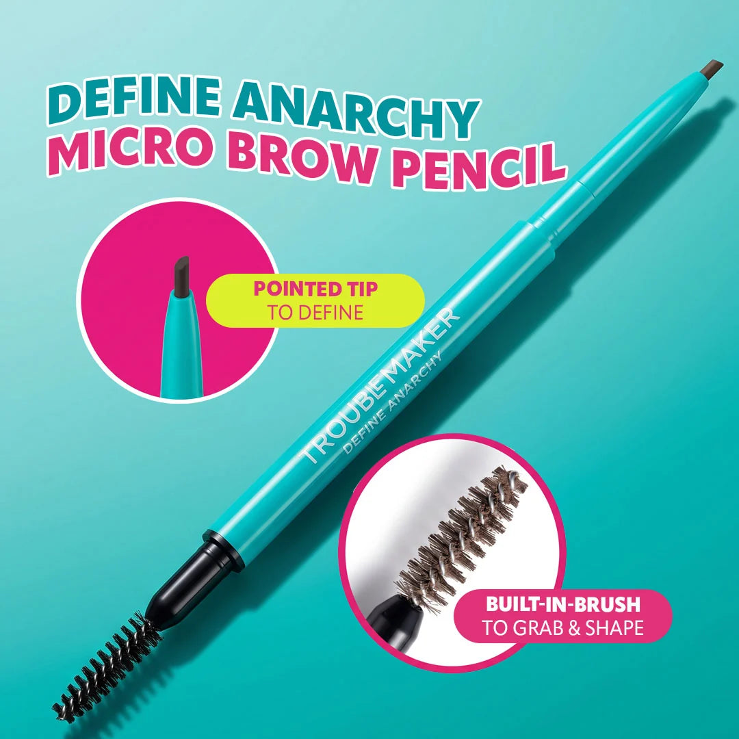 Trouble Maker Define Anarchy Micro Brow Pencil Dark Brown 4pc Set + 1 Full Size Product Worth 25% Value Free
