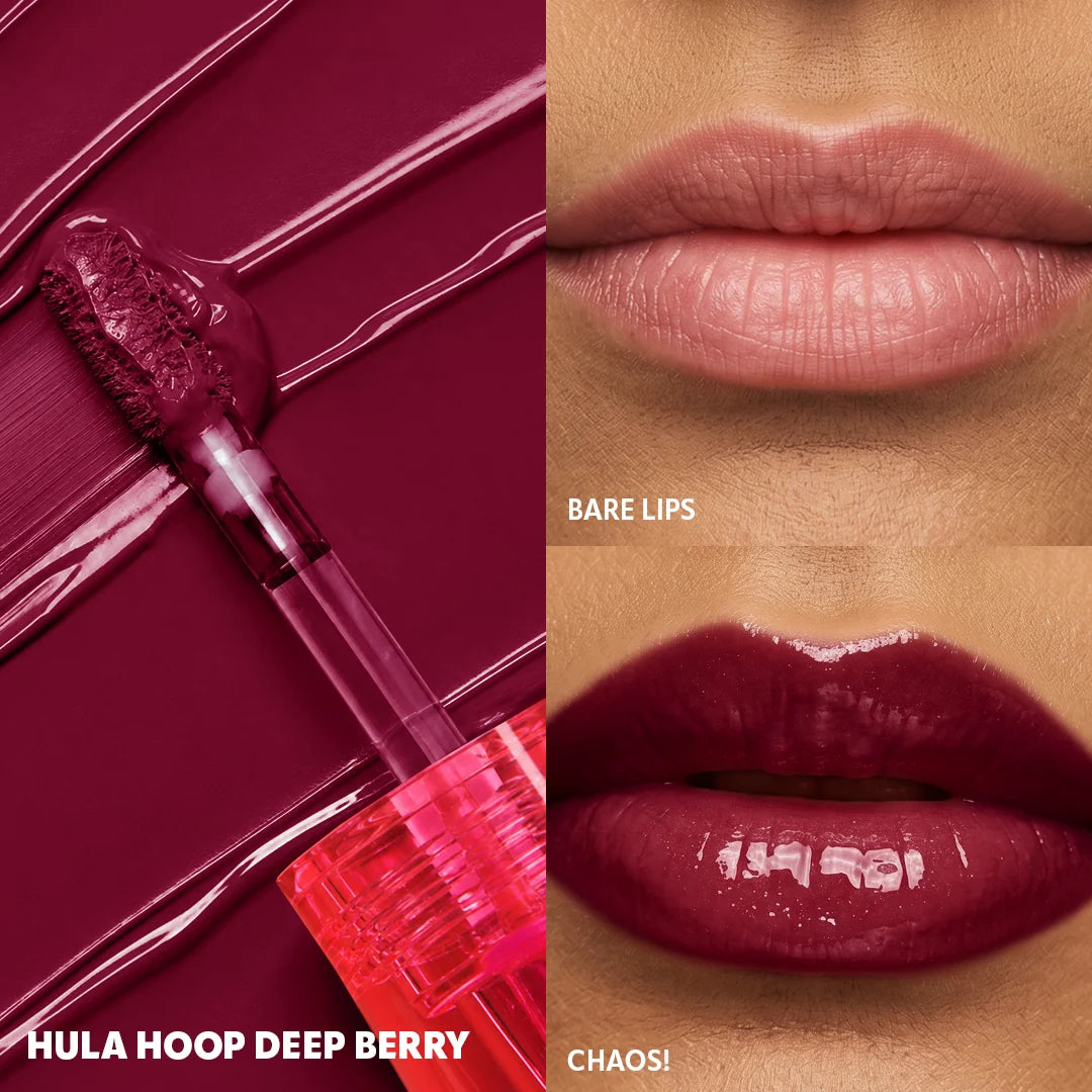 Trouble Maker Chaos Gloss Lipgloss Hula Hoop Deep Berry 4pc Set + 1 Full Size Product Worth 25% Value Free