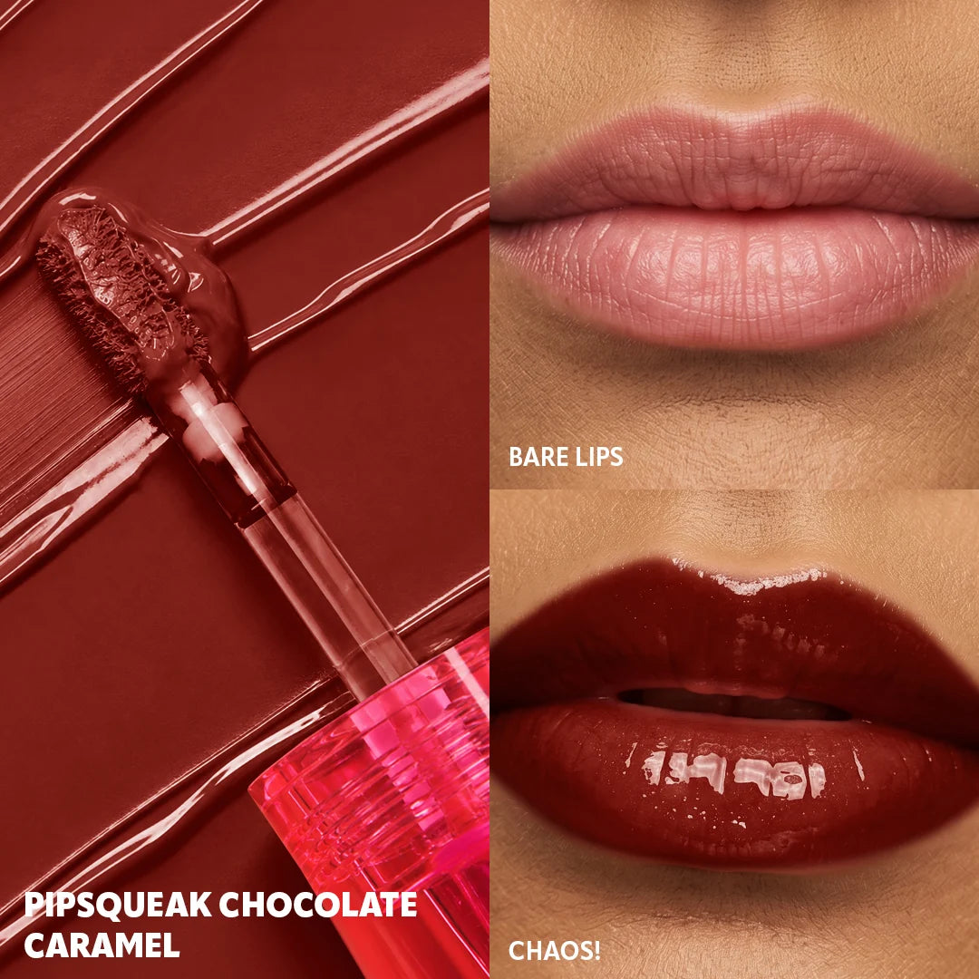 Trouble Maker Chaos Gloss Lipgloss Pipsqueak Chocolate Caramel 4pc Set + 1 Full Size Product Worth 25% Value Free