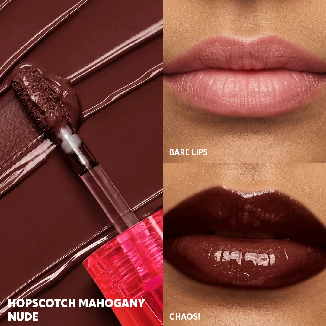 Trouble Maker Chaos Gloss Lipgloss Hopscotch Mahogany Nude 4pc Set + 1 Full Size Product Worth 25% Value Free
