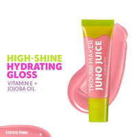 Trouble Maker Juno Juice Lipgloss Stevie Pink 4pc Set + 1 Full Size Product Worth 25% Value Free