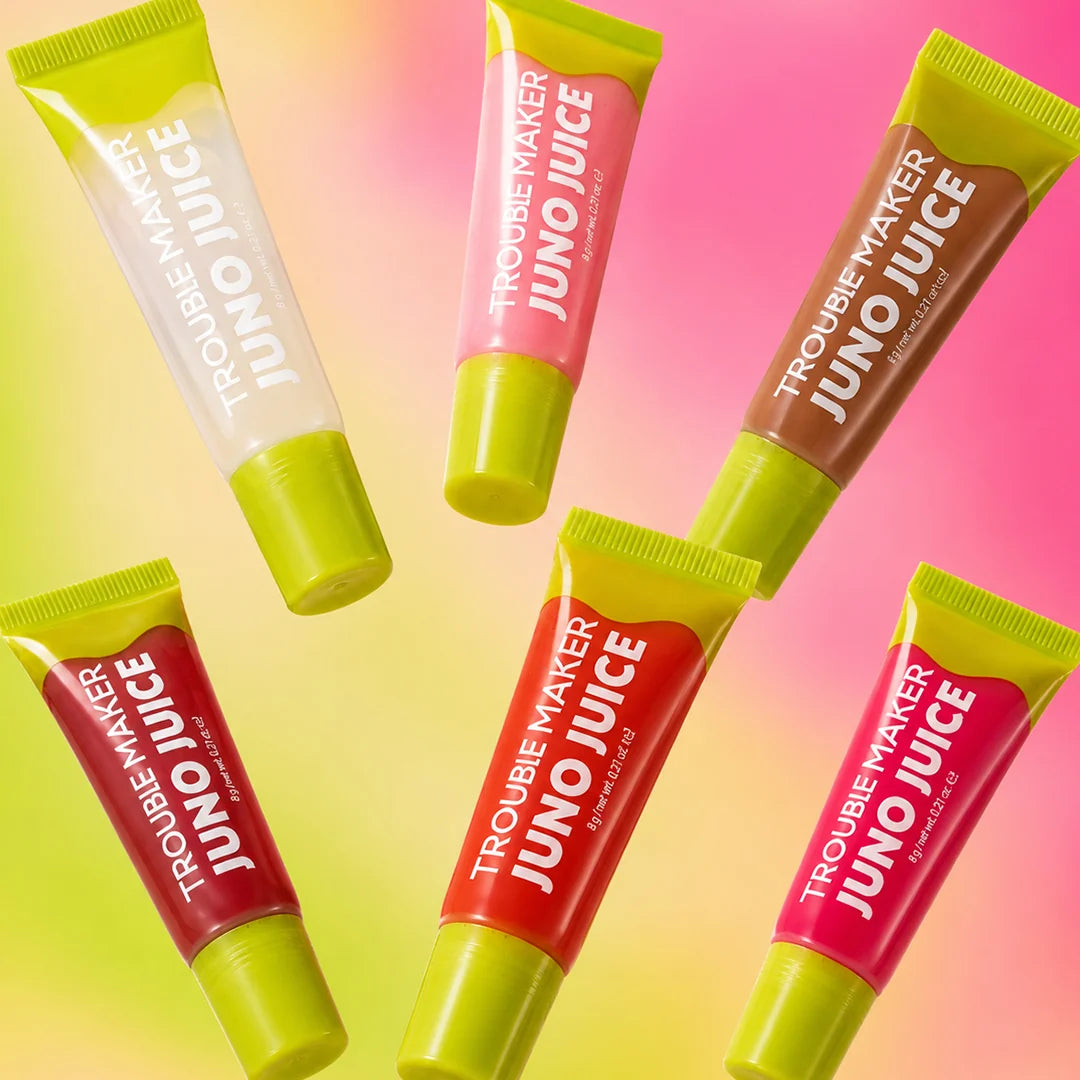 Trouble Maker Juno Juice Lipgloss Stevie Pink 4pc Set + 1 Full Size Product Worth 25% Value Free