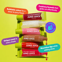 Trouble Maker Juno Juice Lipgloss Stevie Pink 4pc Set + 1 Full Size Product Worth 25% Value Free