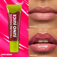 Trouble Maker Juno Juice Lipgloss Devi Berry 4pc Set + 1 Full Size Product Worth 25% Value Free