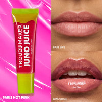Trouble Maker Juno Juice Lipgloss Paris Hot Pink 4pc Set + 1 Full Size Product Worth 25% Value Free